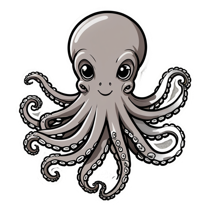 Octo Buddy (lineart) — ocean stickers