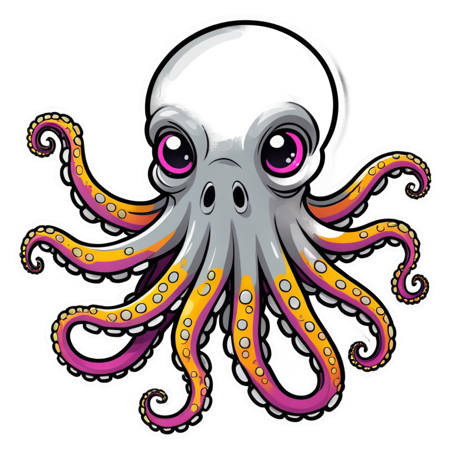 Octo Buddy (neon) — ocean stickers