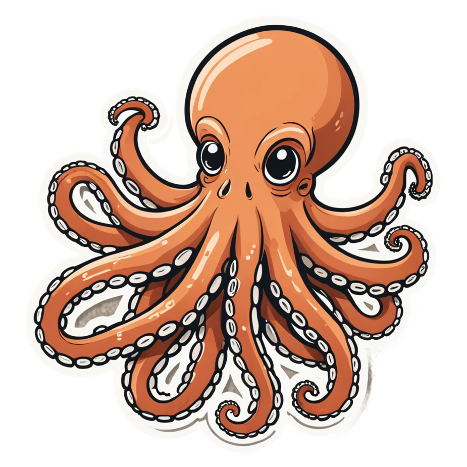 Octo Buddy (retro) — ocean stickers