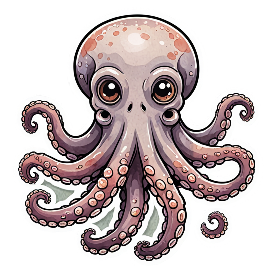 Octo Buddy (watercolor) — ocean stickers