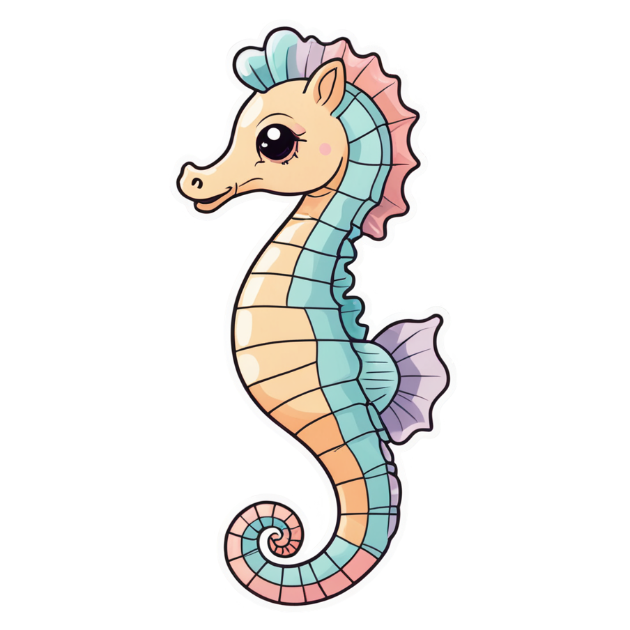 Seahorse (kawaii) — ocean stickers