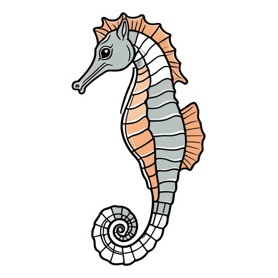 Seahorse (lineart) — ocean stickers