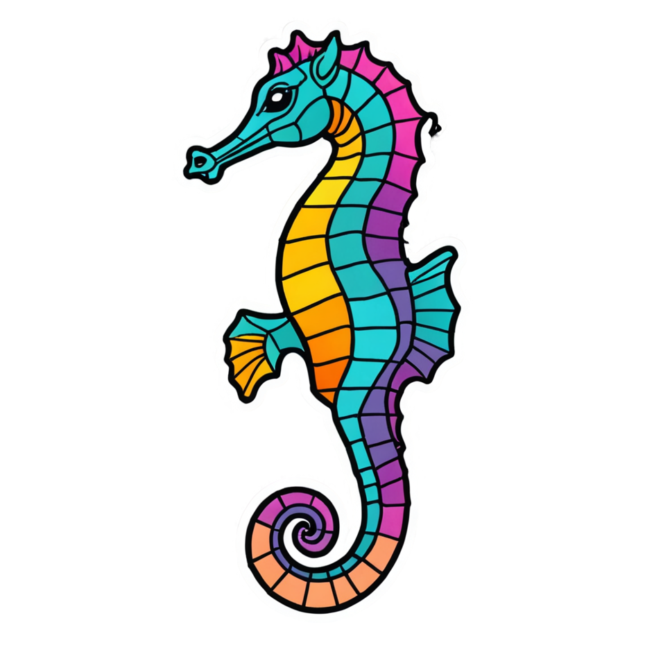 Seahorse (neon) — ocean stickers
