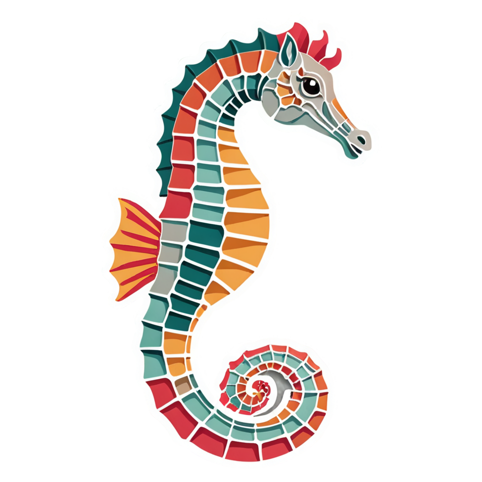 Seahorse (papercut) — ocean stickers