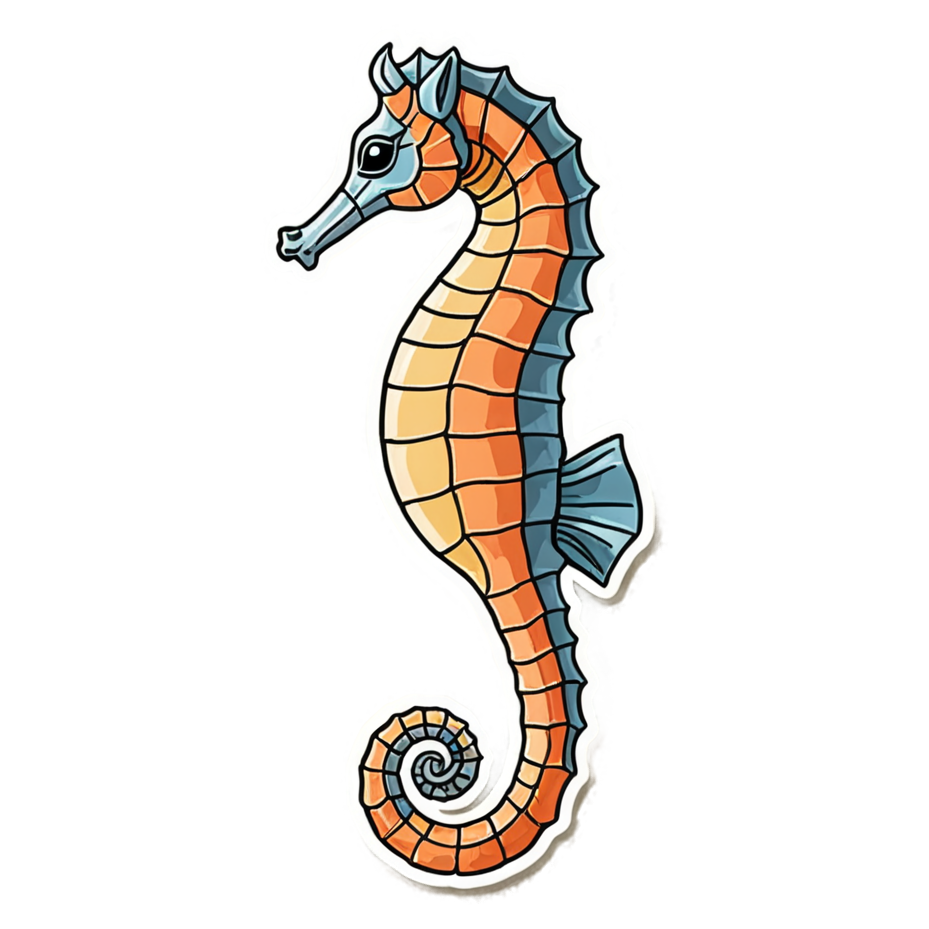 Seahorse (retro) — ocean stickers