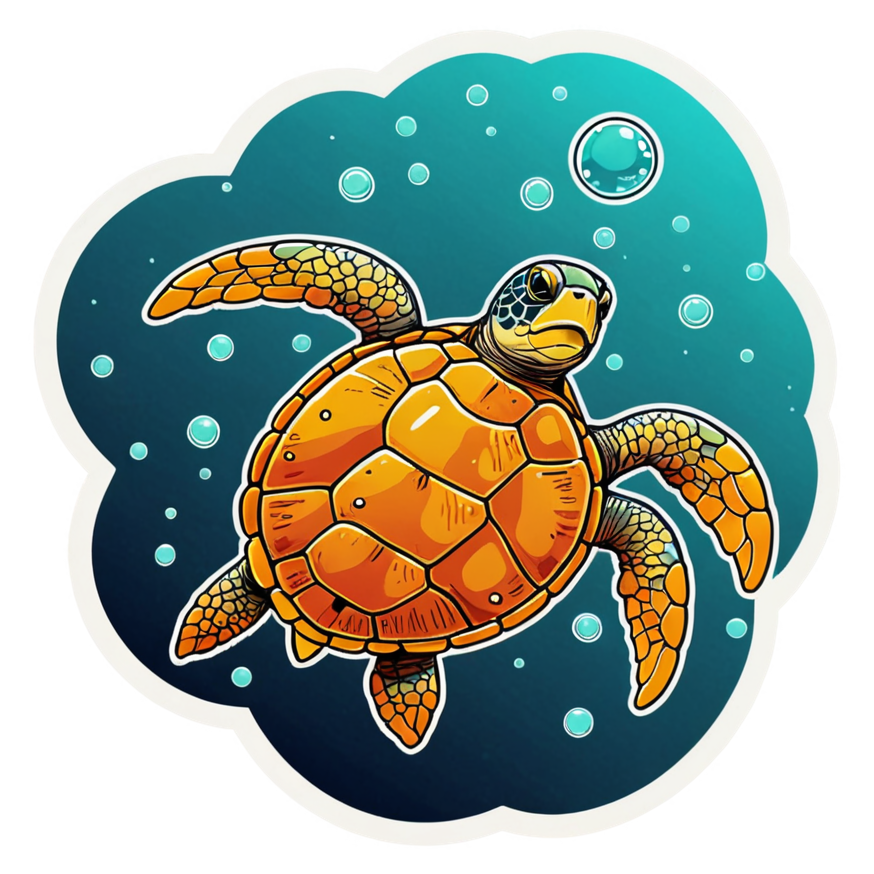 Sea Turtle (neon) — ocean stickers