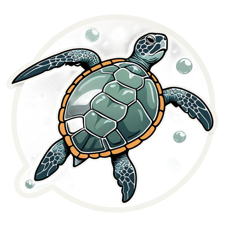 Sea Turtle (papercut) — ocean stickers