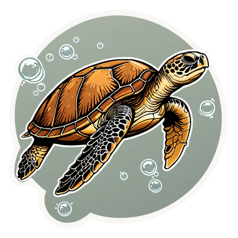 Sea Turtle (retro) — ocean stickers