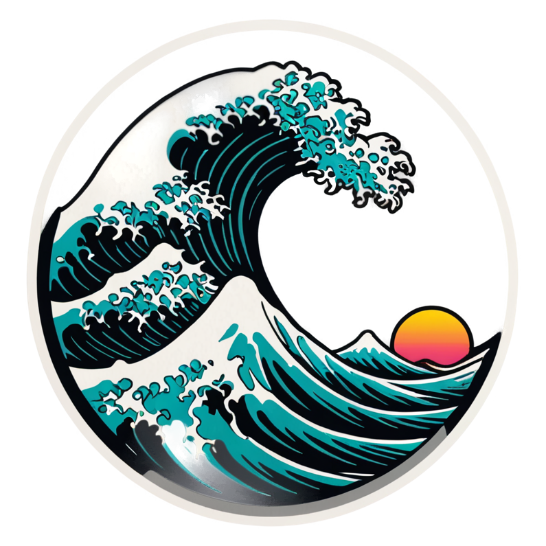 Big Wave (neon) — ocean stickers
