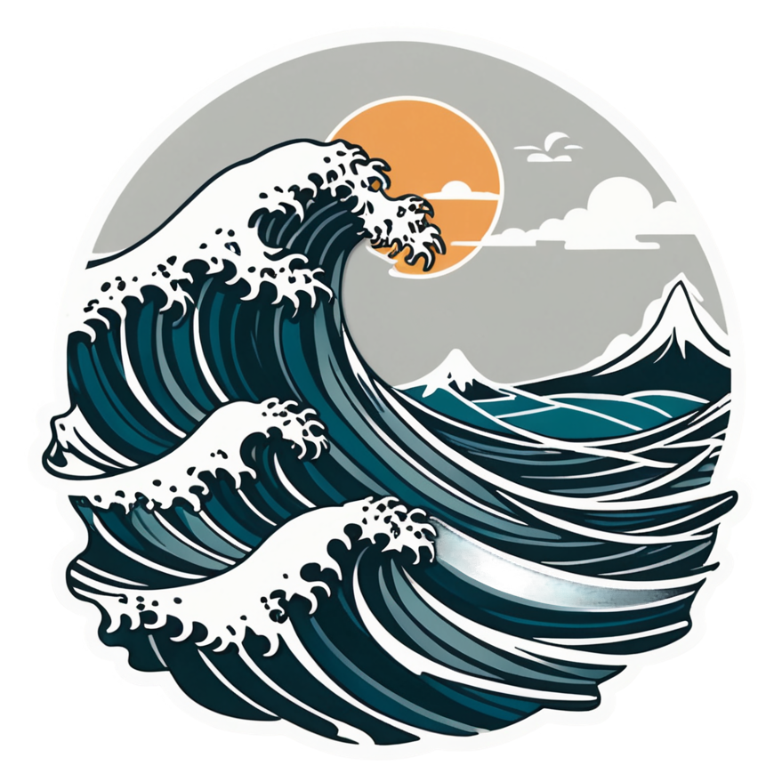 Big Wave (papercut) — ocean stickers