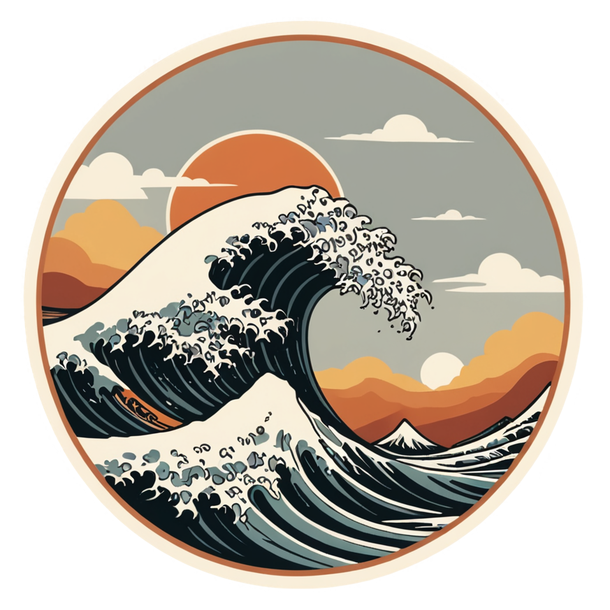 Big Wave (retro) — ocean stickers