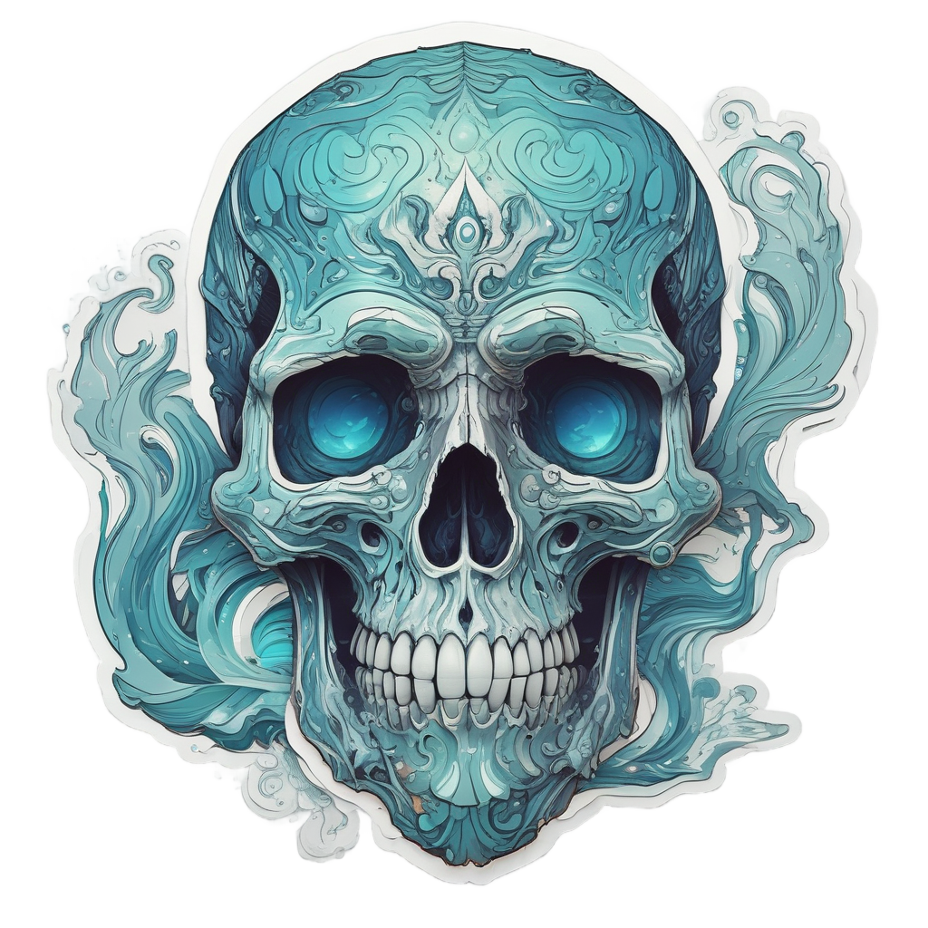 Ocean Wave Skull — boho skull stickers