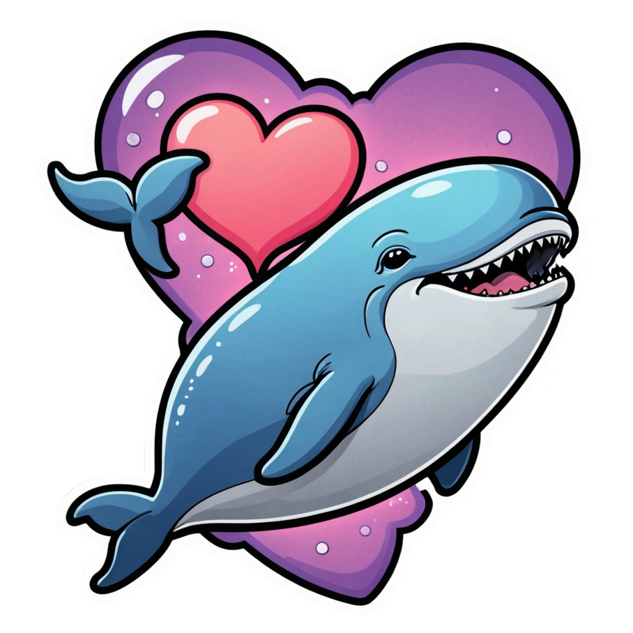 Little Whale (neon) — ocean stickers