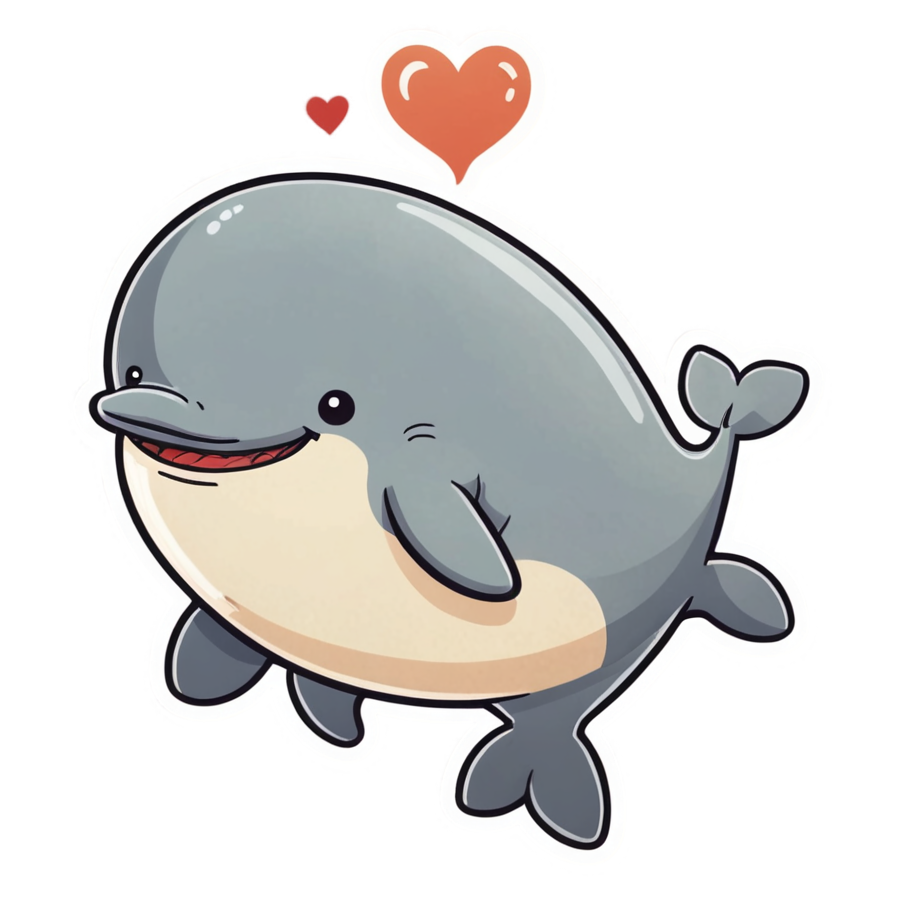 Little Whale (retro) — ocean stickers