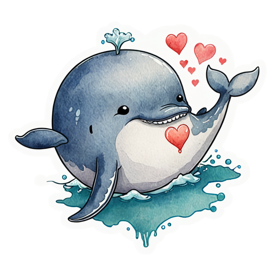 Little Whale (watercolor) — ocean stickers