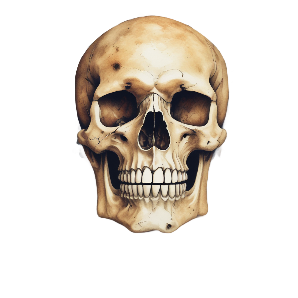 Ochre Skull Amidst Leaves — war-paint skull stickers