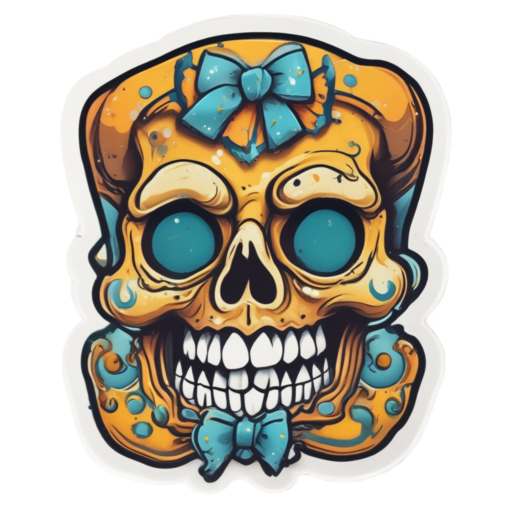 Ochre Skull with Bow Tie — war-paint skull stickers