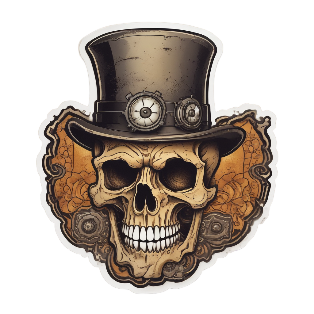 Ochre Skull with Top Hat — war-paint skull stickers