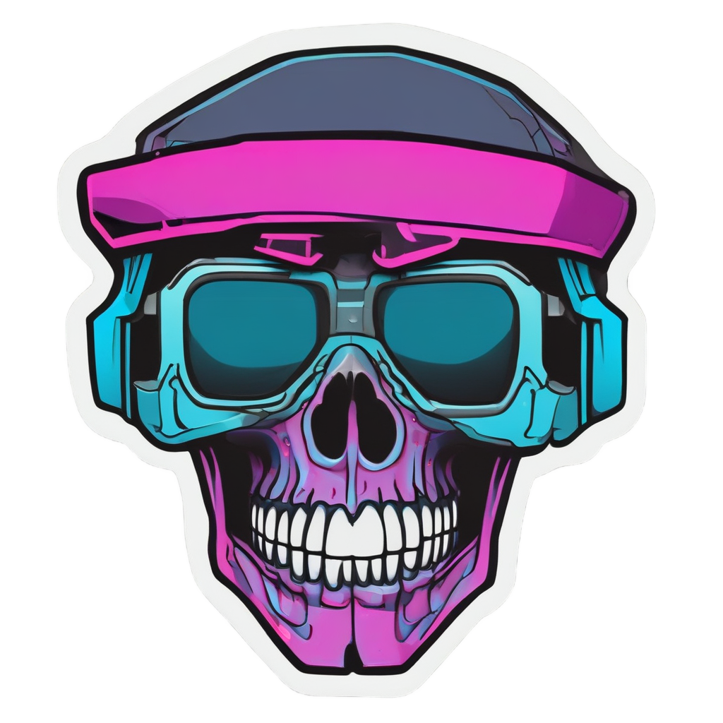Octagonal Cool Dude — minimal skull stickers
