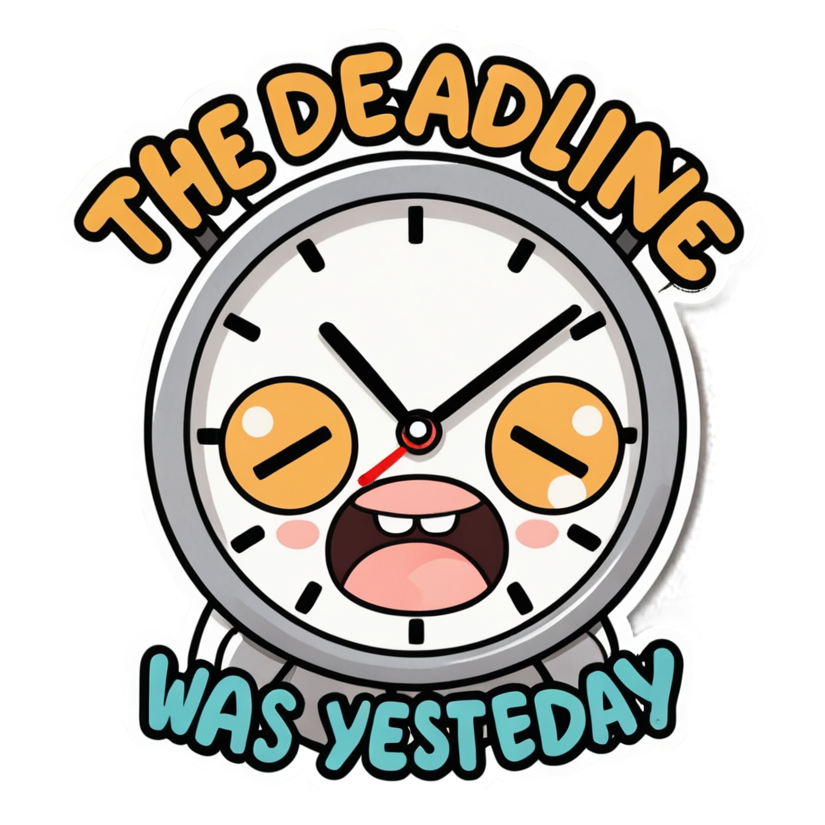 Deadline Was Yesterday (kawaii) — kawaii stickers