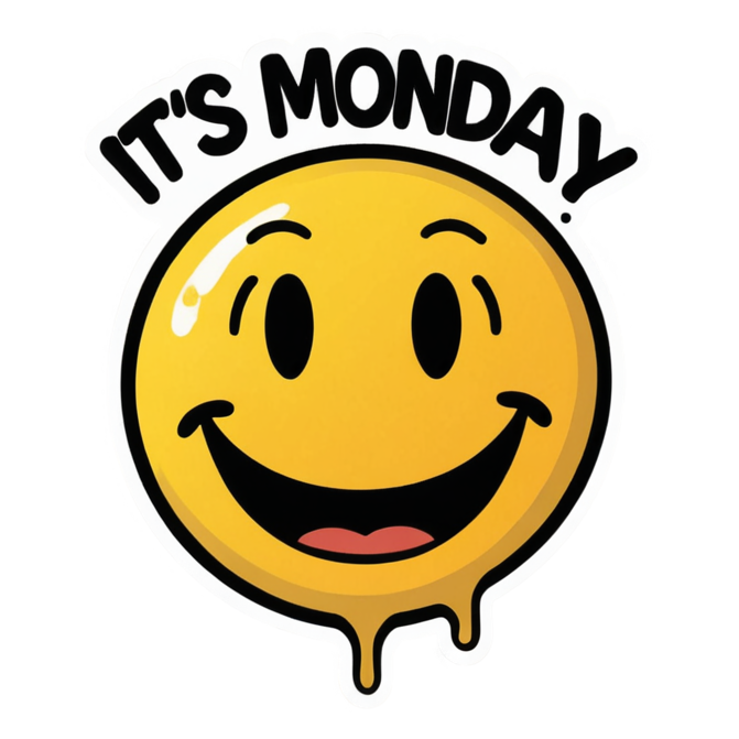 Monday Again (lineart) — office humor stickers