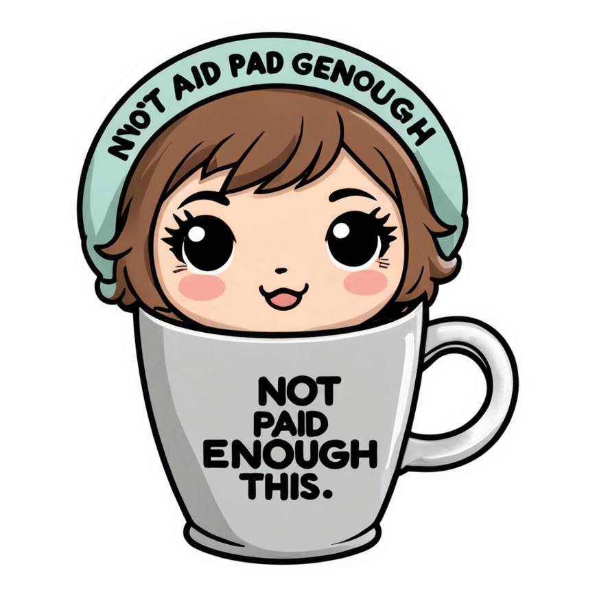 Not Paid Enough (kawaii) — kawaii stickers