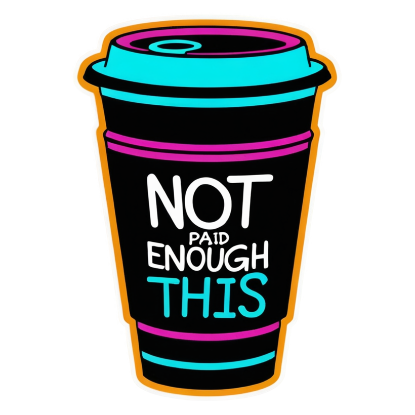 Not Paid Enough (neon) — office humor stickers