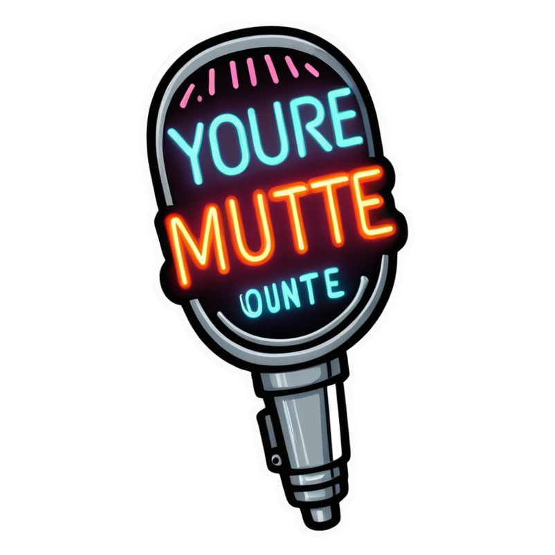 You're On Mute (neon) — office humor stickers