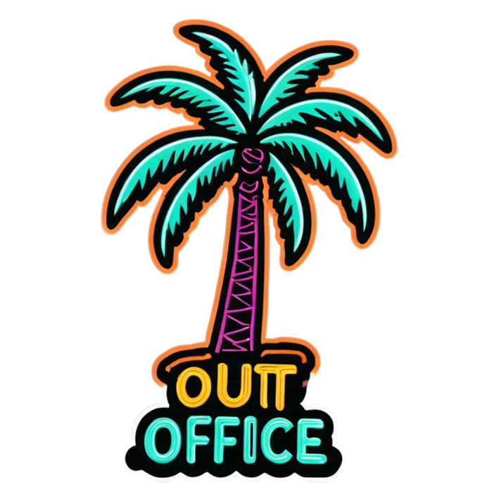 Out Of Office (neon) — office humor stickers
