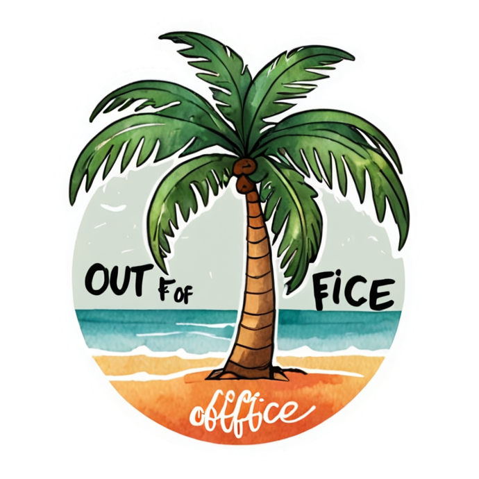 Out Of Office (watercolor) — office humor stickers