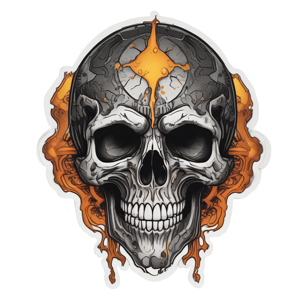 Oil-Drenched Cranium — biker & chrome skull stickers
