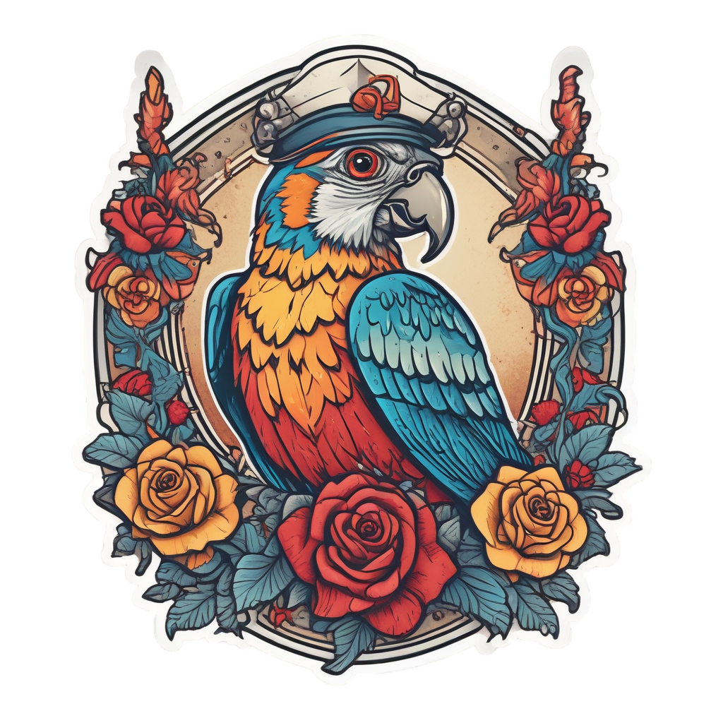Old School Anchor Parrot — birds stickers