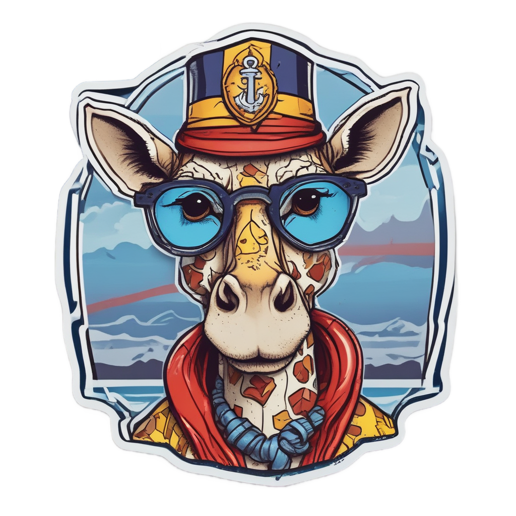 Old School Giraffe Sailor — safari nursery stickers