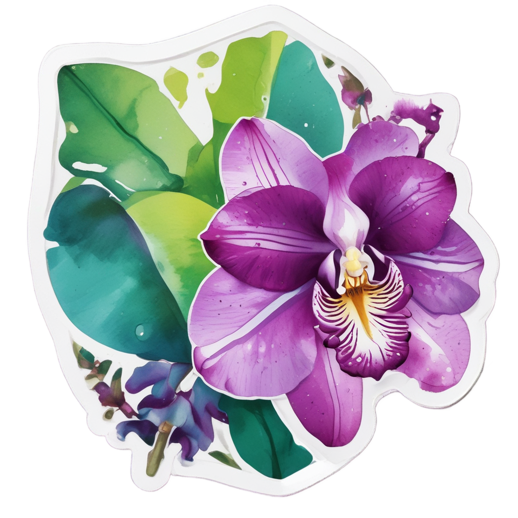 Orchid Exotic Rectangle — pressed flowers stickers
