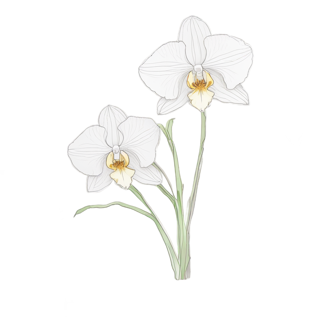 Orchid White Grace — line botanical stickers