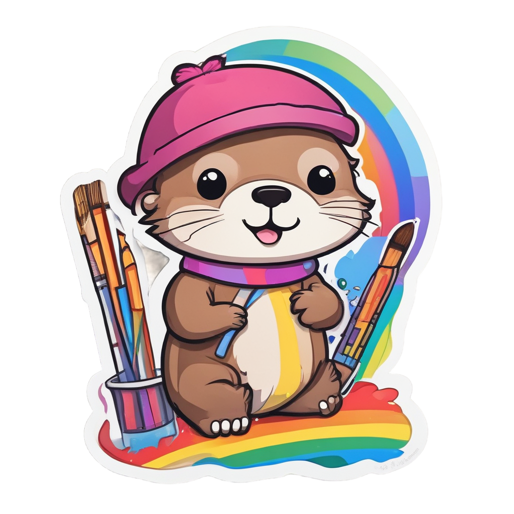 Otter Artist Painting — wildlife stickers