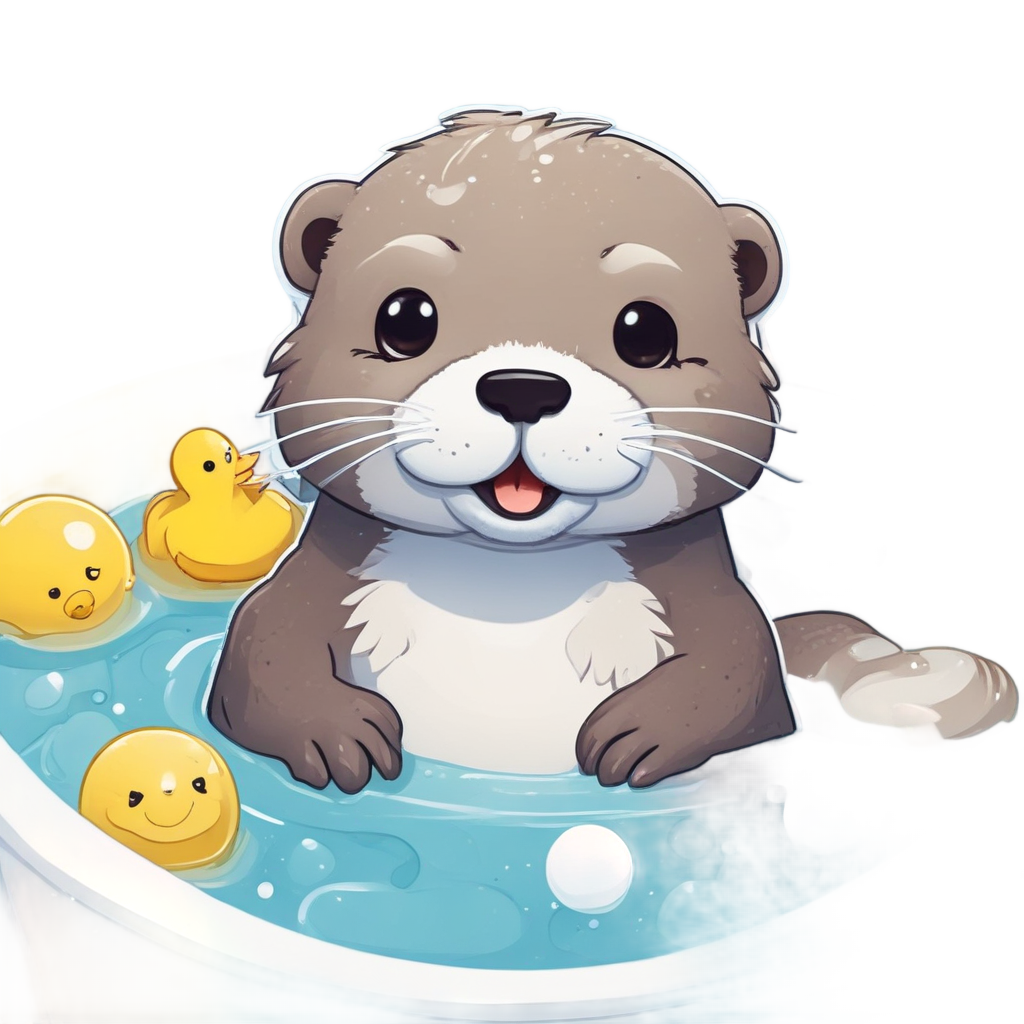 Otter in Bubble Bath — wildlife stickers
