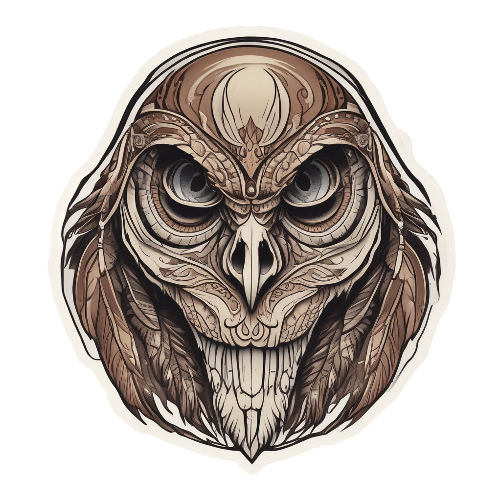 Owl Feather Guardian — boho skull stickers
