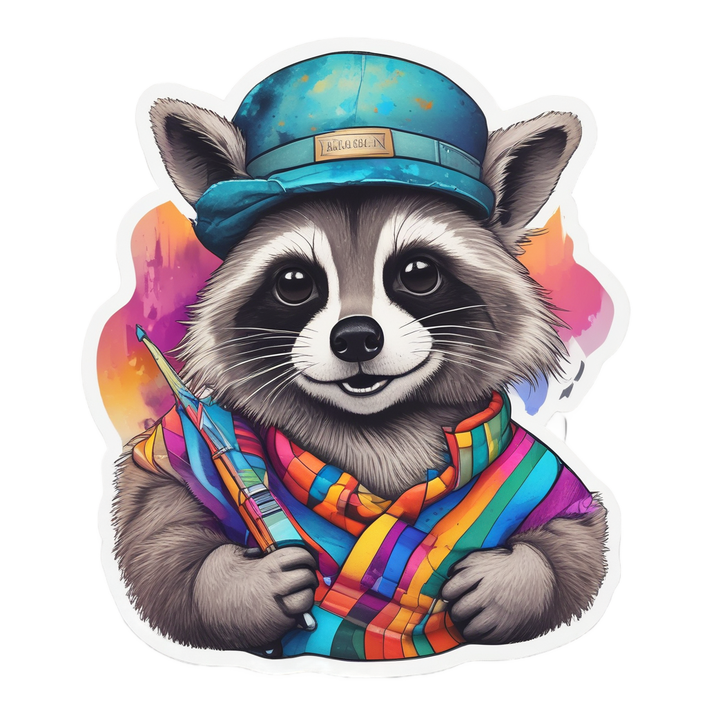 Painter Raccoon Art — woodland nursery stickers