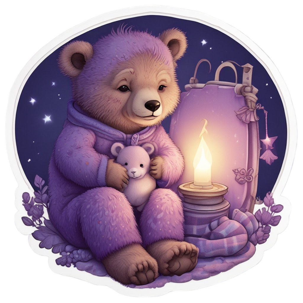 Pajama Slipper Sleepy Cub — woodland nursery stickers