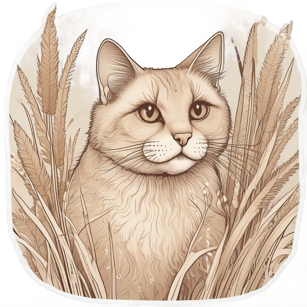 Pampas Cat Peeking Out — cat stickers