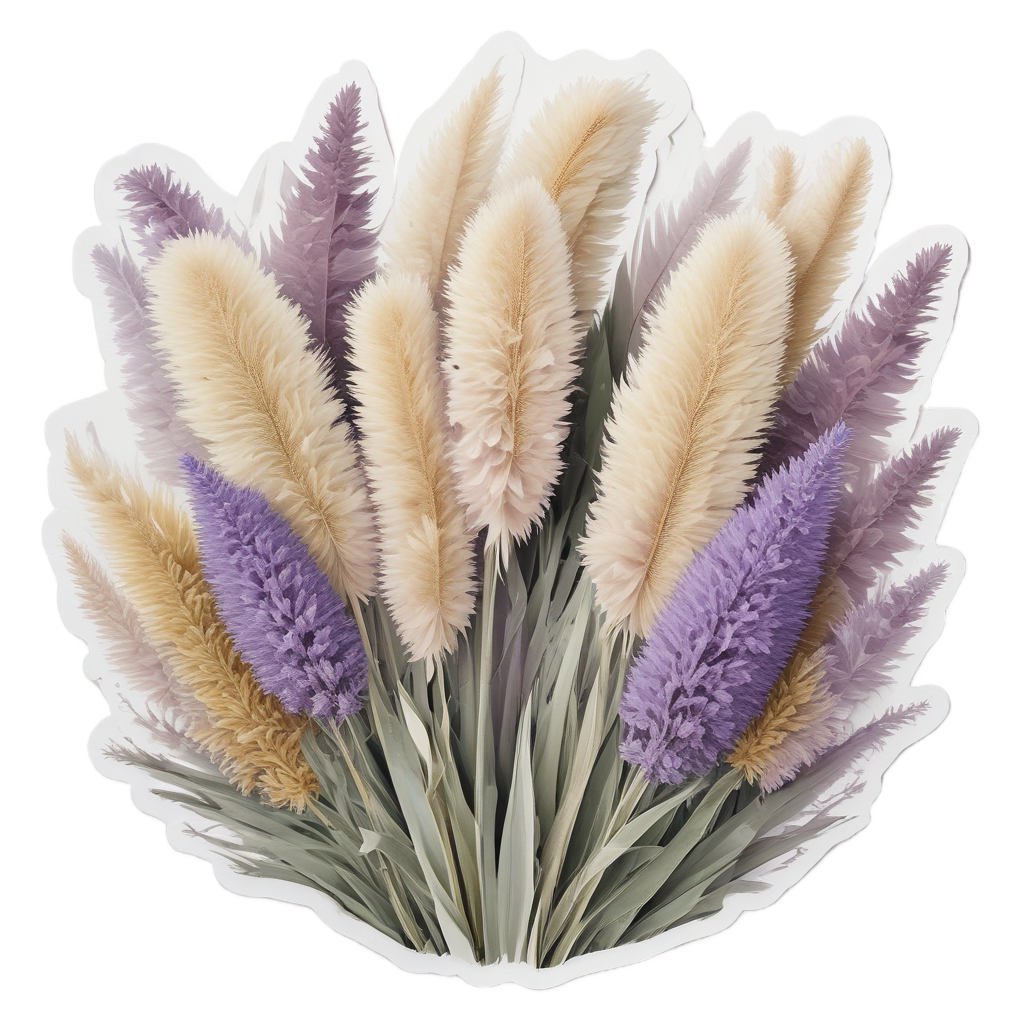 Pampas Lavender Bunch Retro — boho nursery stickers
