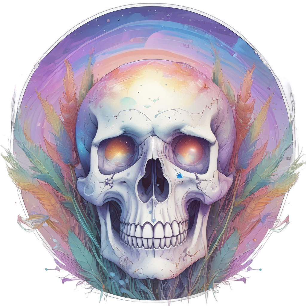 Pampas Skull Ascending — boho skull stickers