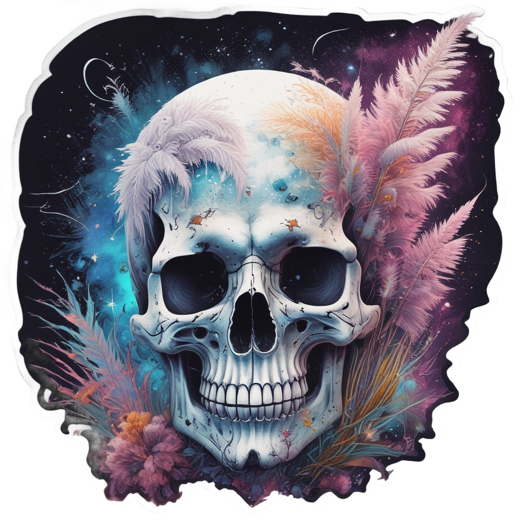 Pampas Skull Cosmos — boho skull stickers