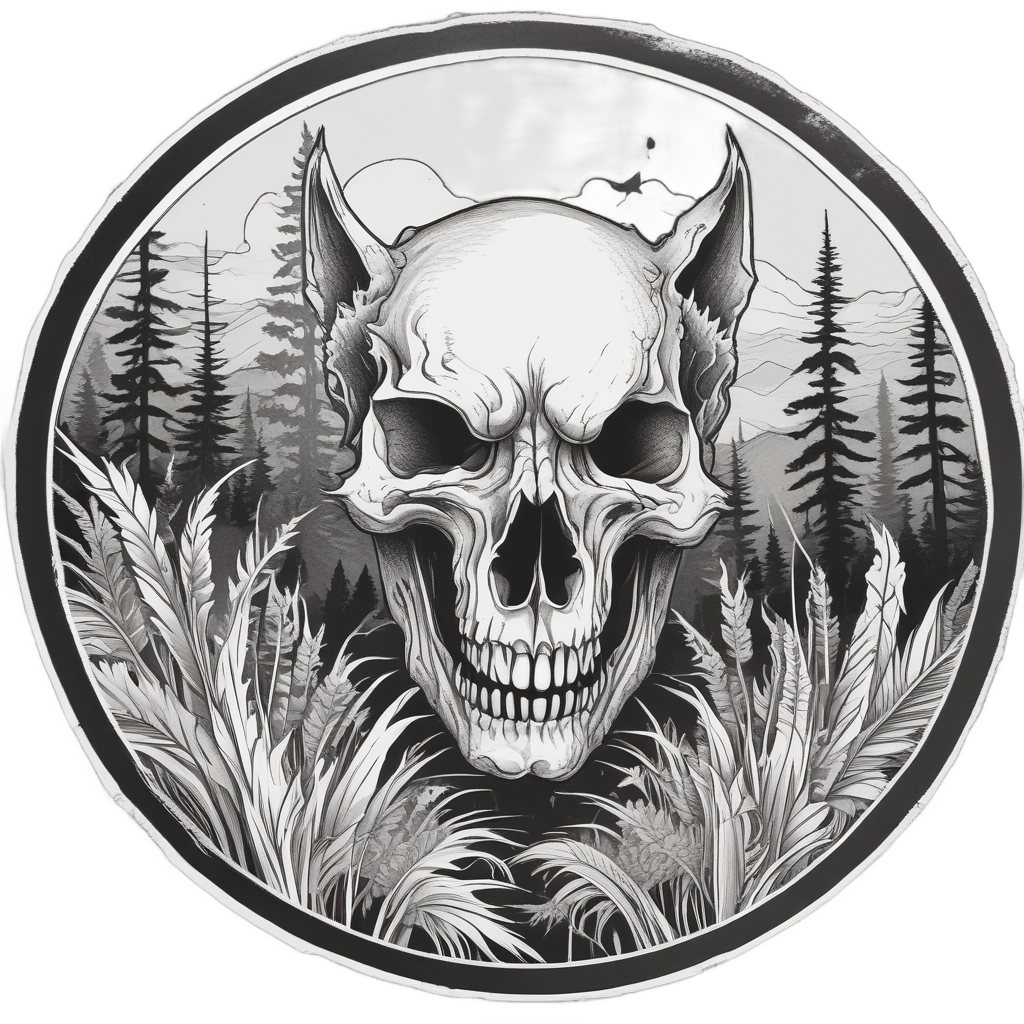 Pampas Skull in Moonlight — boho skull stickers