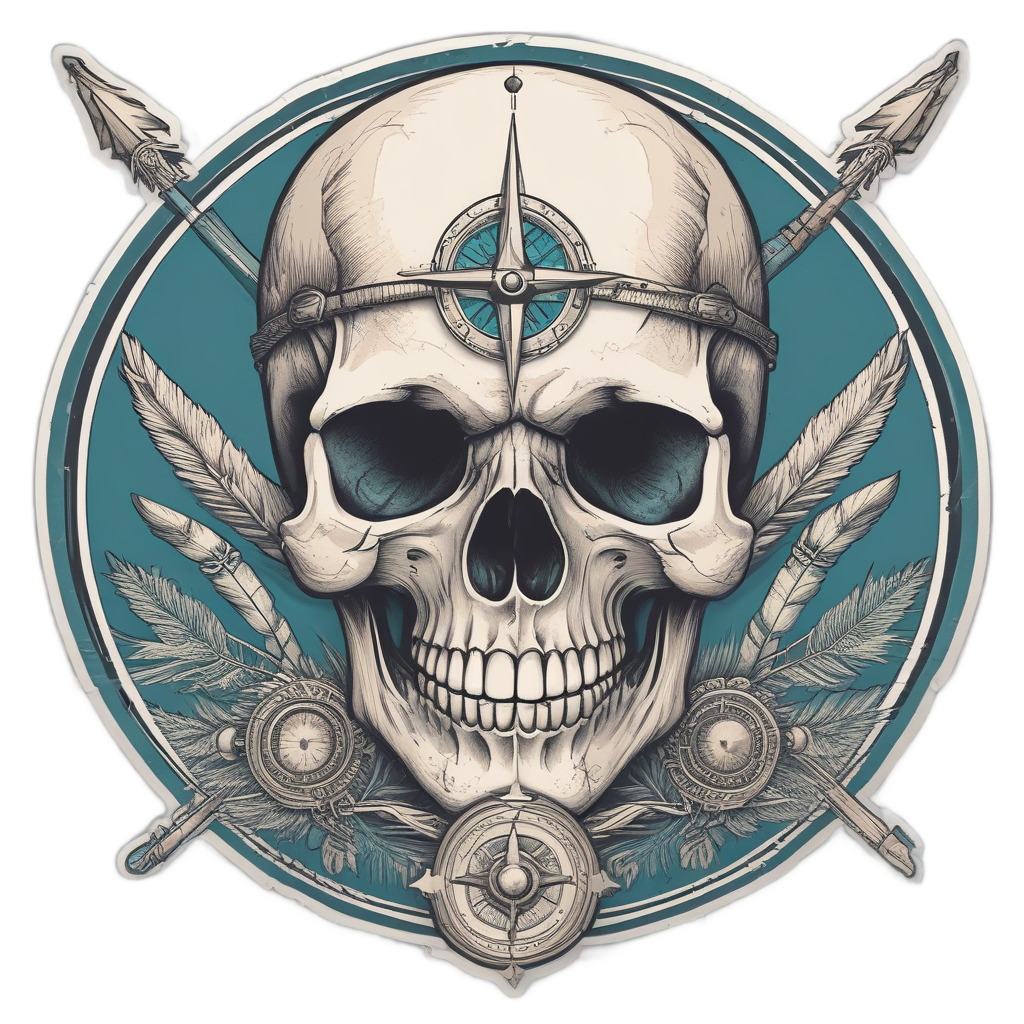 Pampas Skull with Compass — boho skull stickers