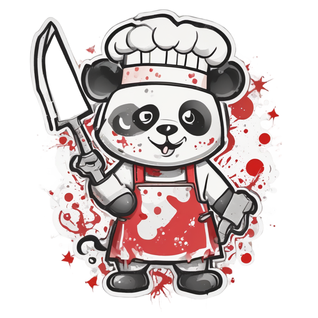 Panda Chef Cleaver — horror stickers