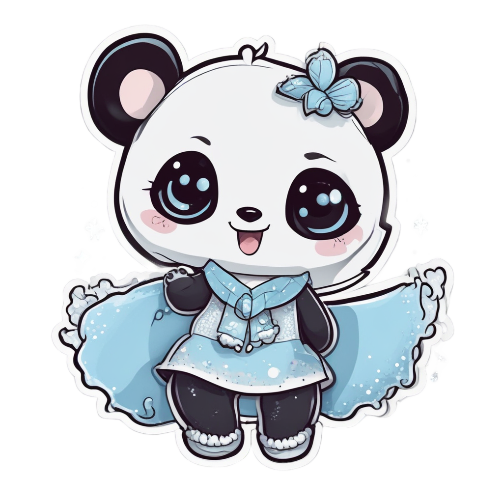 Panda Ice Skater Glide — kawaii animals stickers