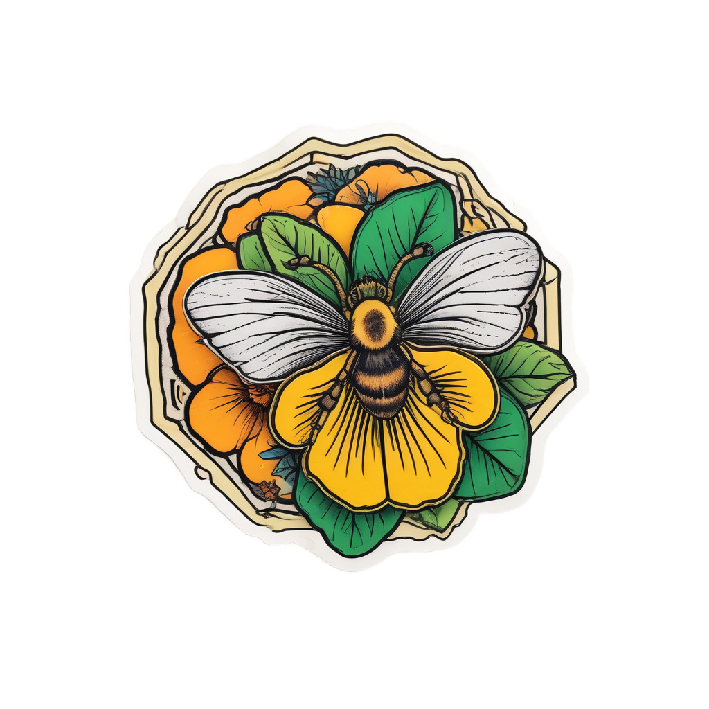 Pansy Bee Honeycomb — pressed flowers stickers