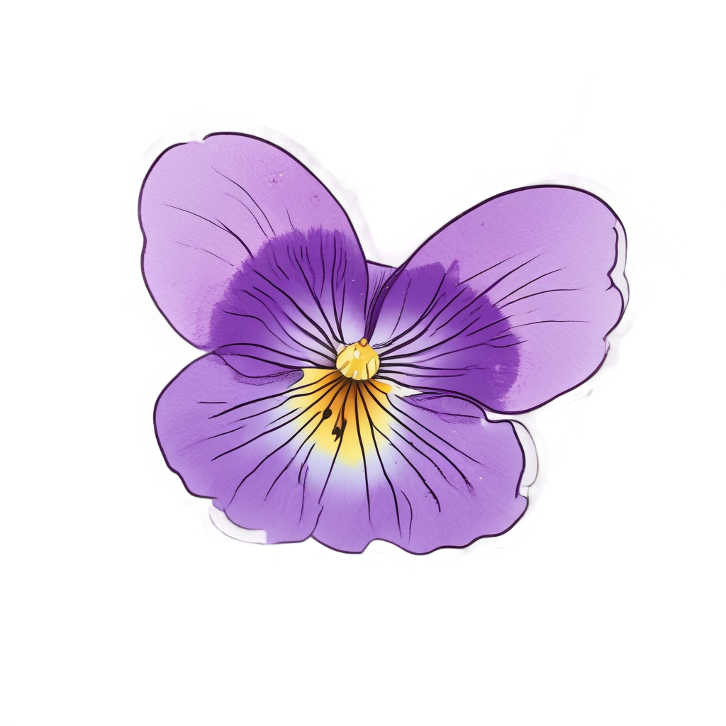 Pansy with Butterfly — pressed flowers stickers